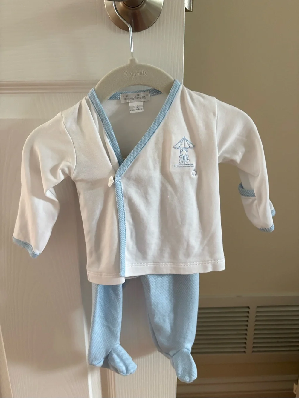 Kissy Kissy Blue & White Baby Pajama Set